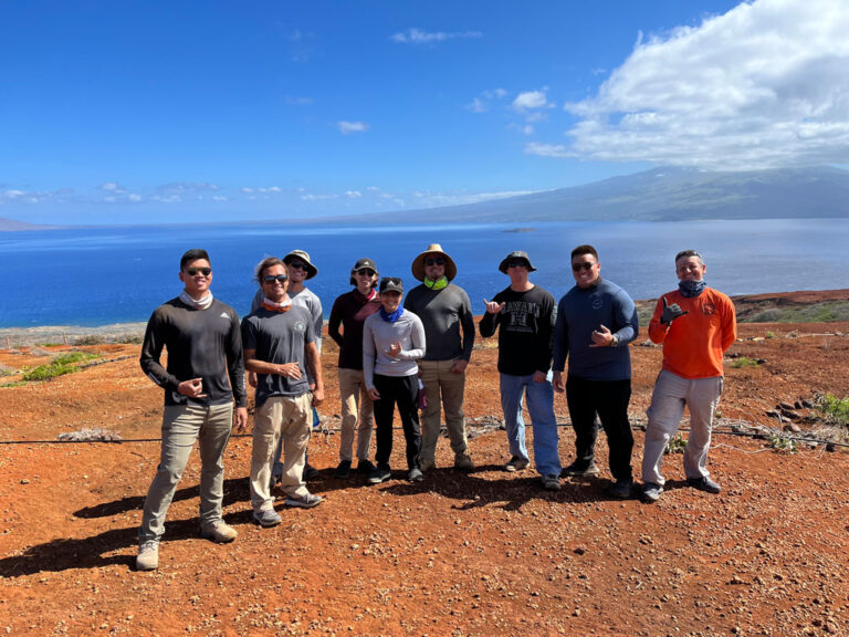 University of Hawai‘i Manoa GEO department students and faculty pose for a photo in the field on Kaho'olawe (Courtesy David Beilman)